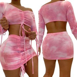 Tie Dye Ruched Two Piece Set